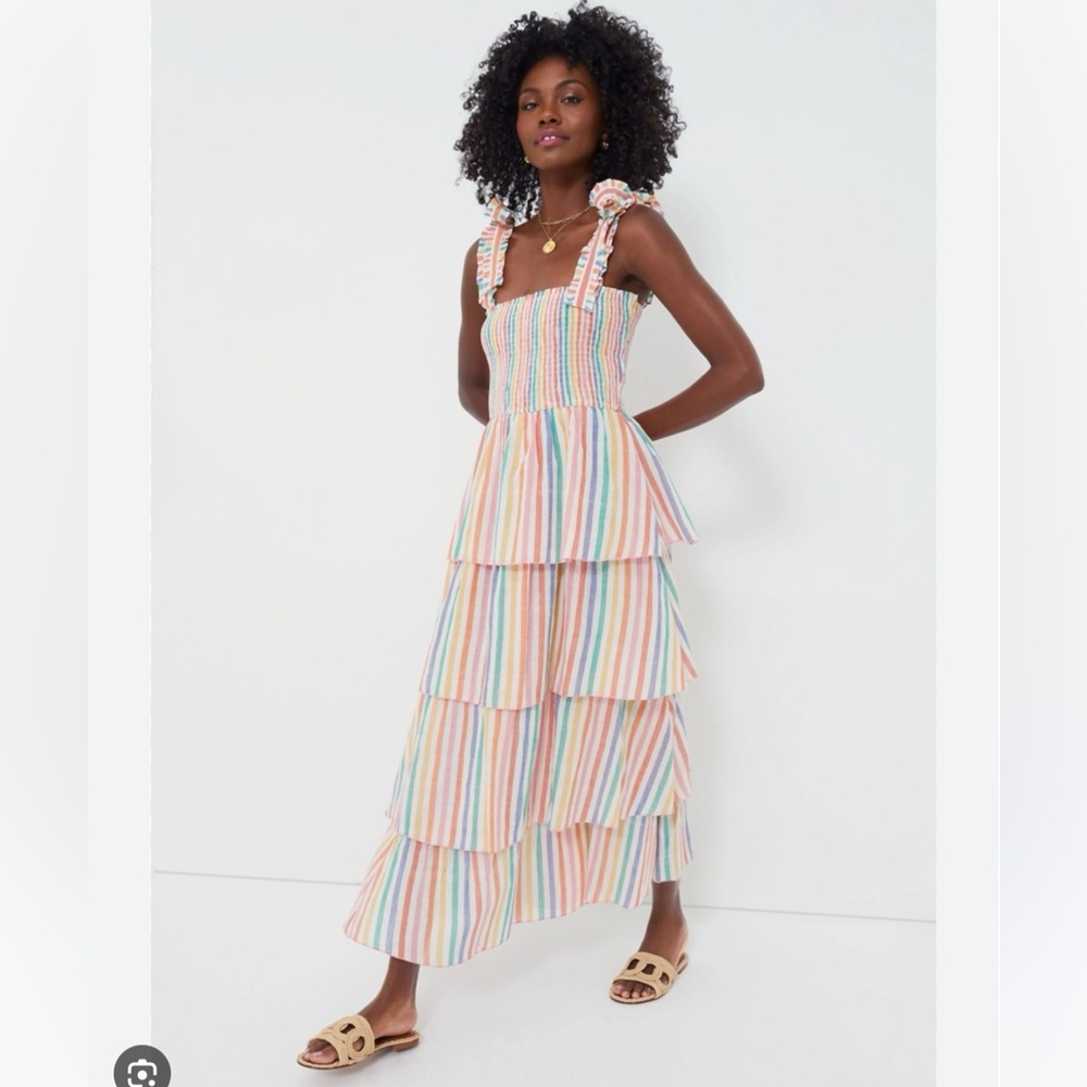 Pink City Prints Rainbow Stripe Zazie Dress NEW with tags